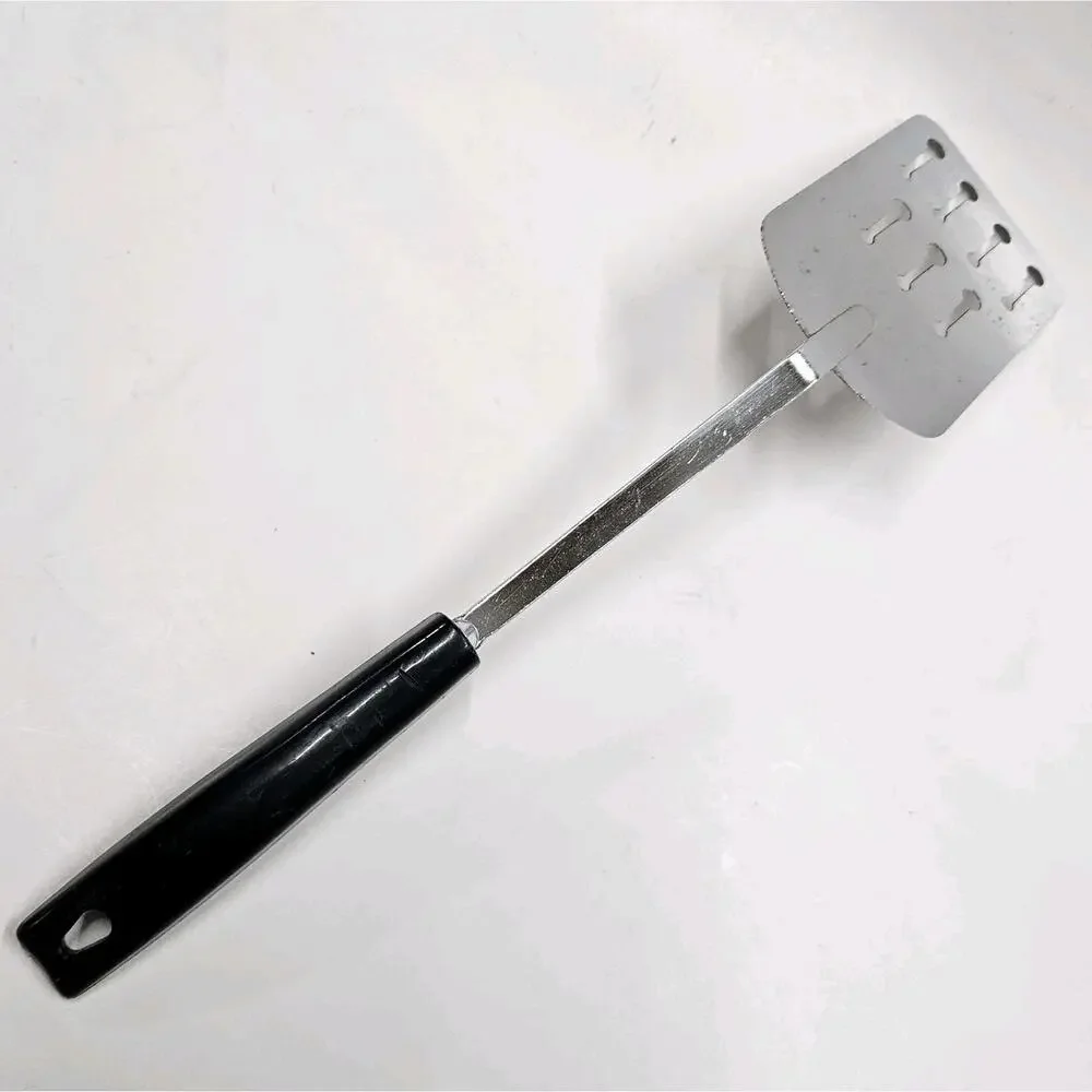 VTG EKCO Slotted Keyhole Spatula Flipper Turner Chrome Black Handle USA 13